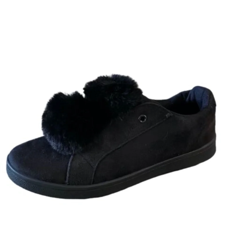 Charles Albert Womens Slip On Shoes Size 8 Black‎ Pom Pom Casual Shoe
